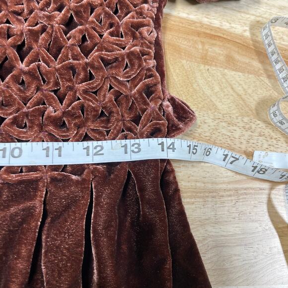 Free People NWT Gum Drop Mini Dress Size XS Brown Purple Shimmery Velvet - Picture 8 of 15